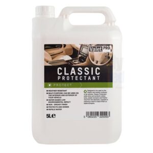 ValetPro Classic Protectant 5 L je profesionální ošetření plastů, pryže a kůže. Oživuje vybledlé plasty, dodává lesk a chrání před UV zářením.